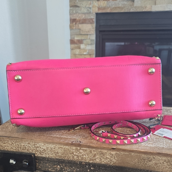 Valentino Vibrant Pink Studded Tote - Picture 5 of 16